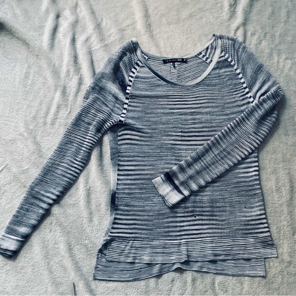Rag & Bone Striped Gray Long Sleeve Top